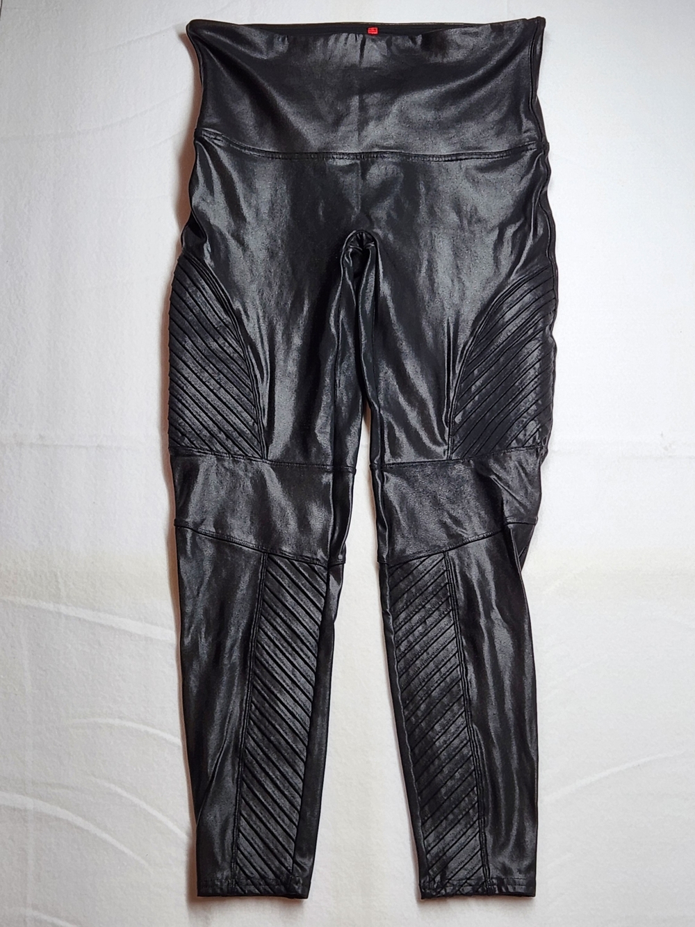 SPANX Black Faux Leather Moto-Style Leggings - Picture 2 of 7